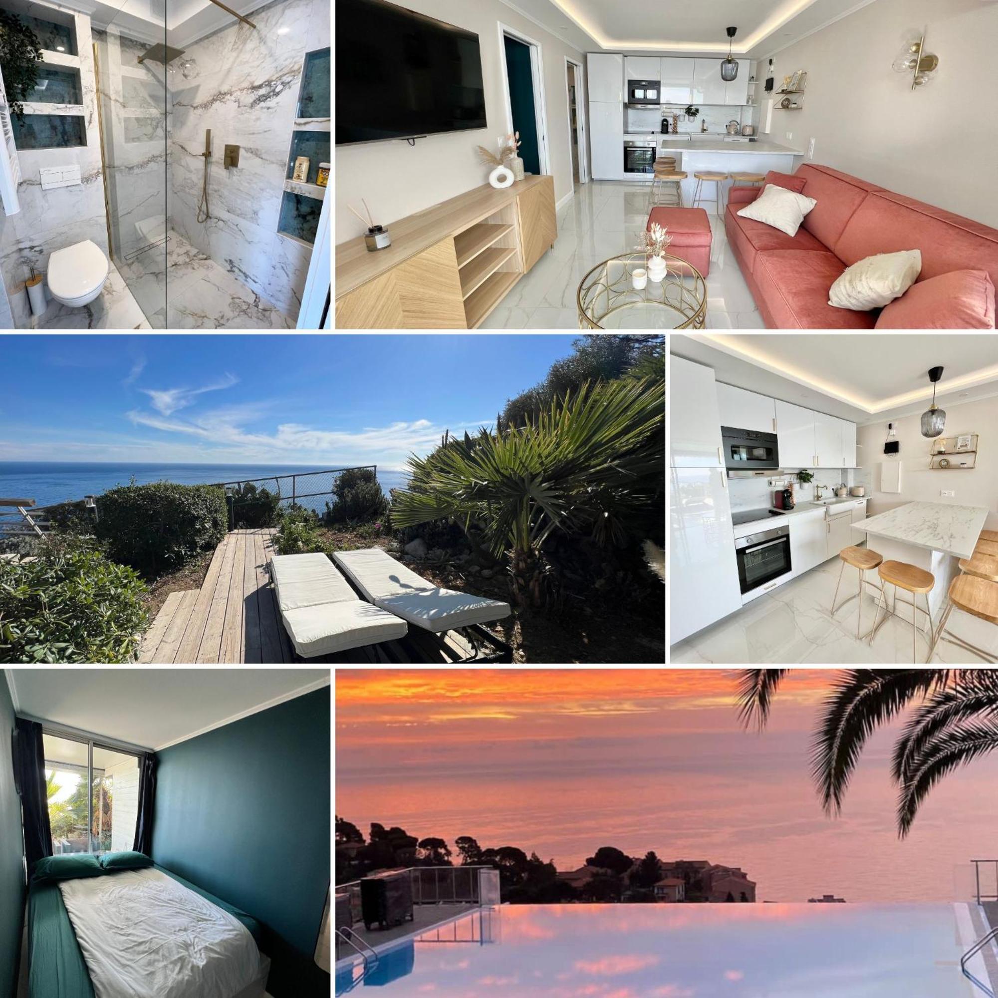 Luxueux Appartement - Vue Mer - Piscine - Free Parking - Monaco Cap-d'Ail Bagian luar foto