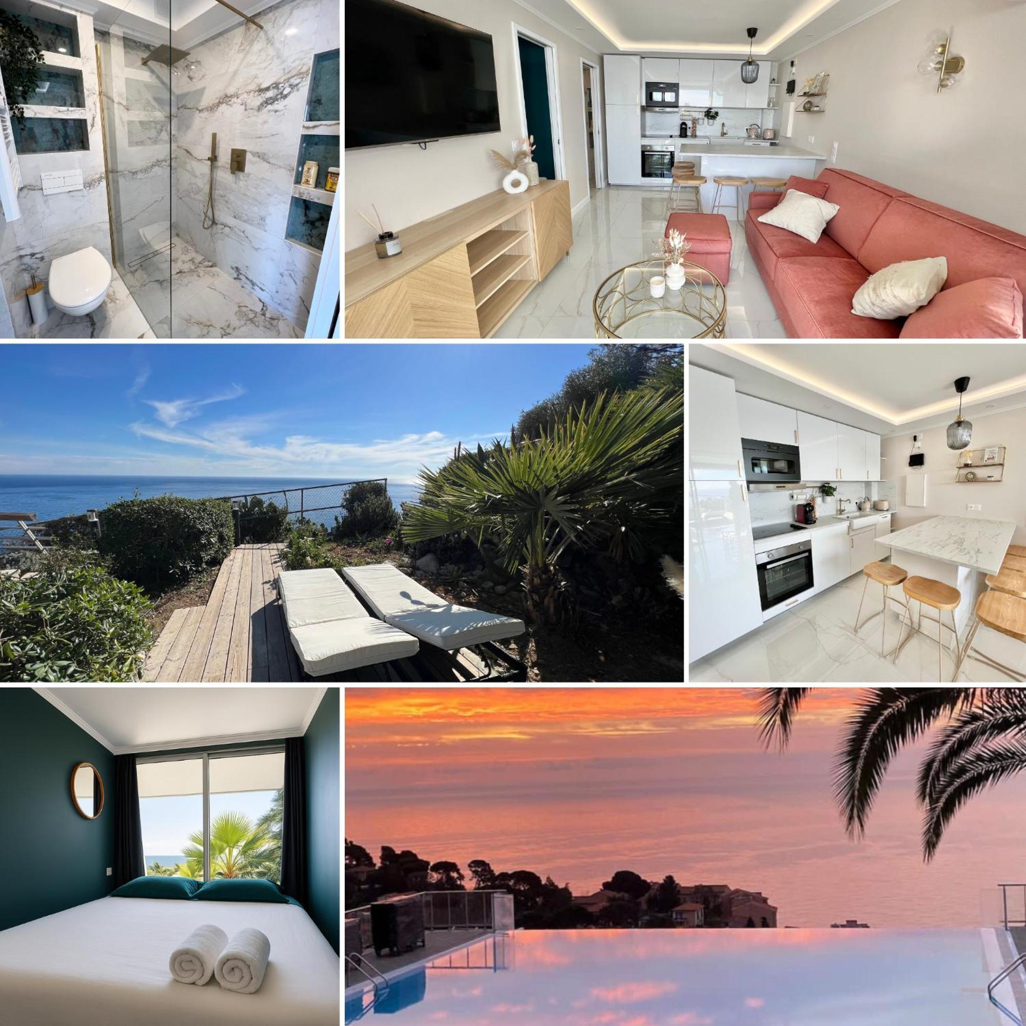 Luxueux Appartement - Vue Mer - Piscine - Free Parking - Monaco Cap-d'Ail Bagian luar foto